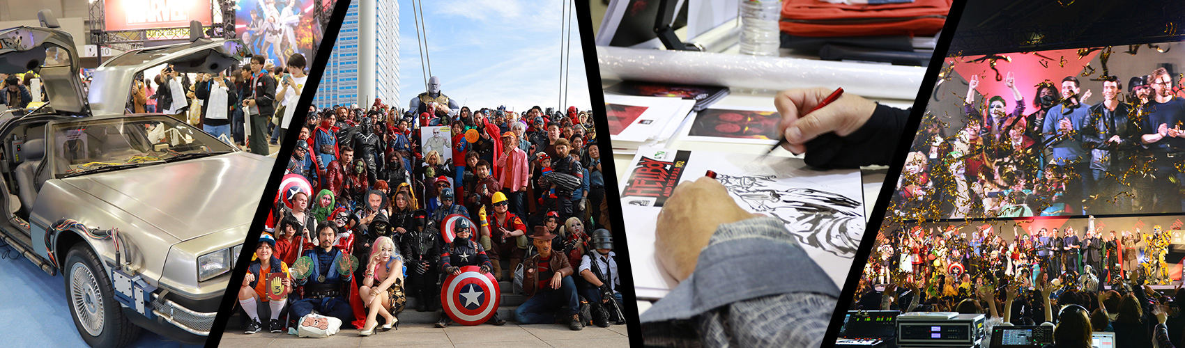 "Tokyo Comic Con" is a pop culture event where American and Japanese movies, comics, anime, and games gather