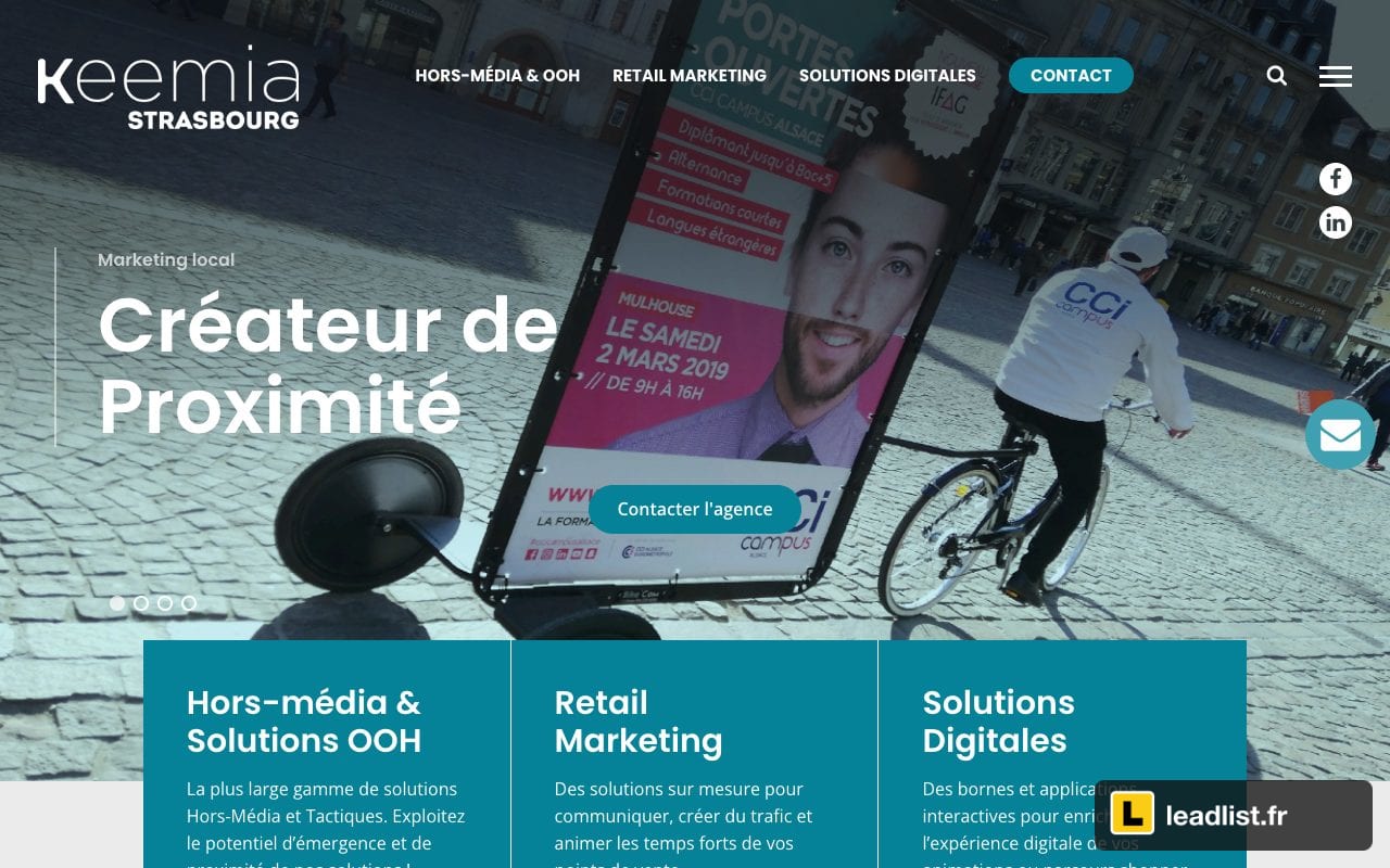 Page d'accueil du site de Keemia Strasbourg