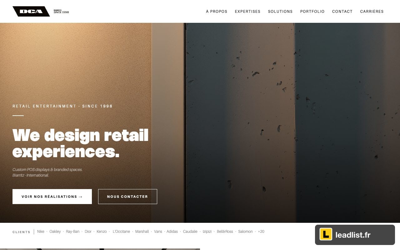 Page d'accueil du site de DCA