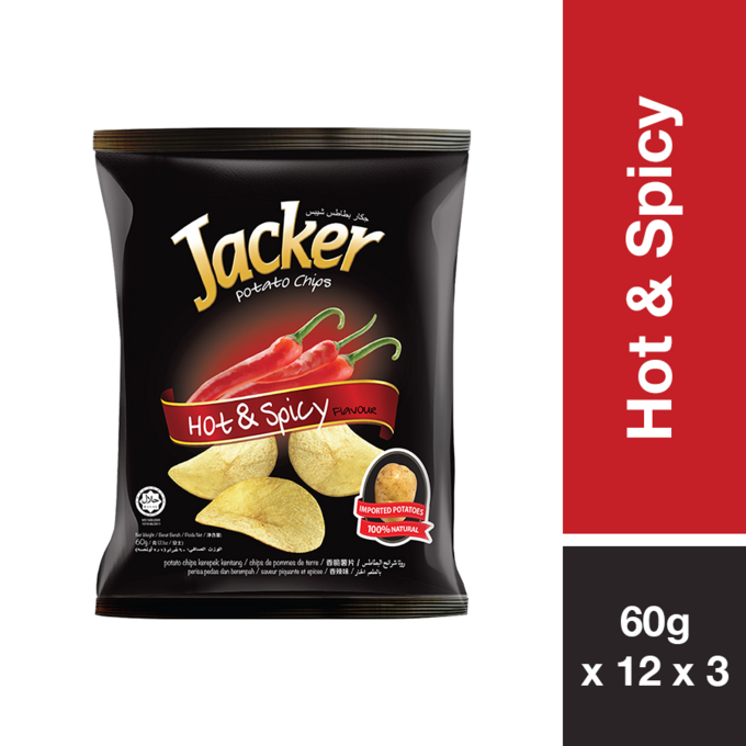 JACKER POTATO CHIPS HOT & SPICY 60G