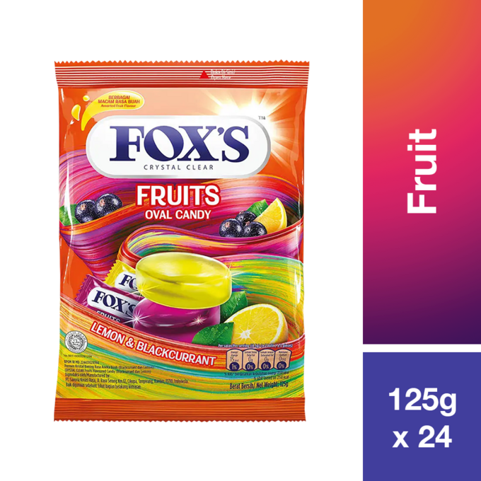 FOXS CANDY FRUIT OVAL PACKET 125G