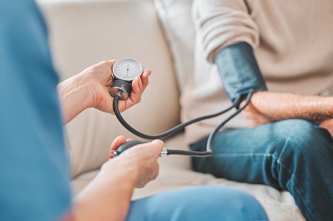 Nurse,,Elderly,Patient,And,Blood,Pressure,In,House,,Retirement,Home