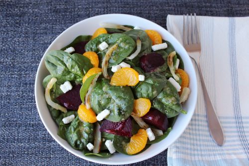 Beet Mandarin Spinach Salad Bowl