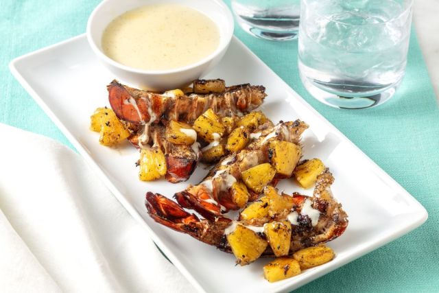 Grilled Lobster Tail with Vanilla Coconut Sauce