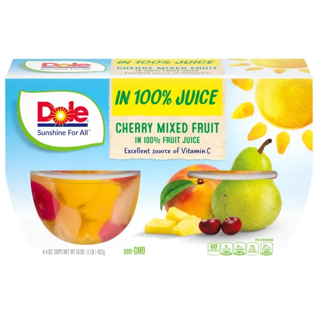 Dole Fruit Bowls Cherry Mixed Fruit in 100% Juice - 4 oz/4pk
