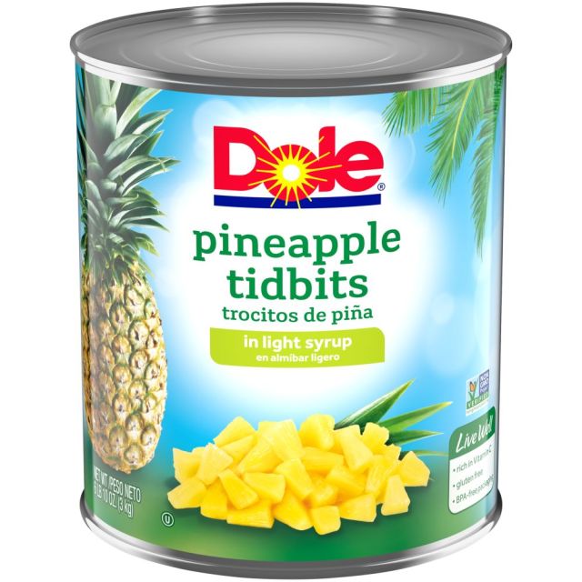 DOLE Choice Pineapple Tidbits in Light Syrup 6/10 (106 oz.) 