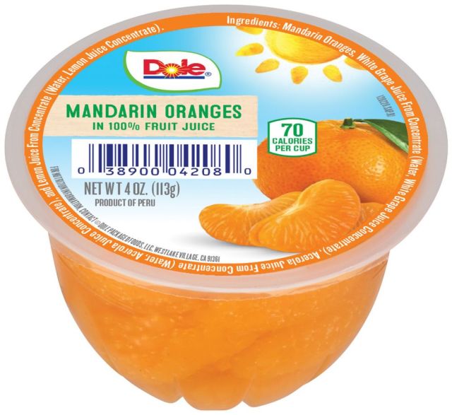 DOLE Fruit Bowls® Mandarins in 100% Fruit Juice  36/4oz 