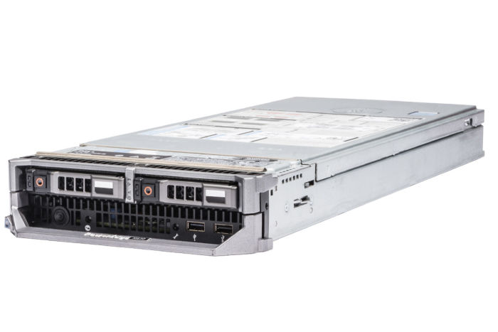 Front view of Dell PowerEdge M630 with 0 x Hard Drives Installed