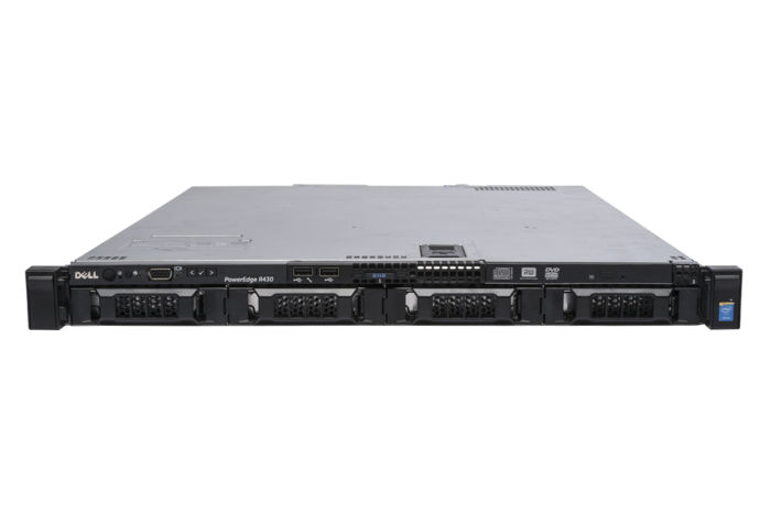 Front view of Dell PowerEdge R430 with 0 x Hard Drives Installed