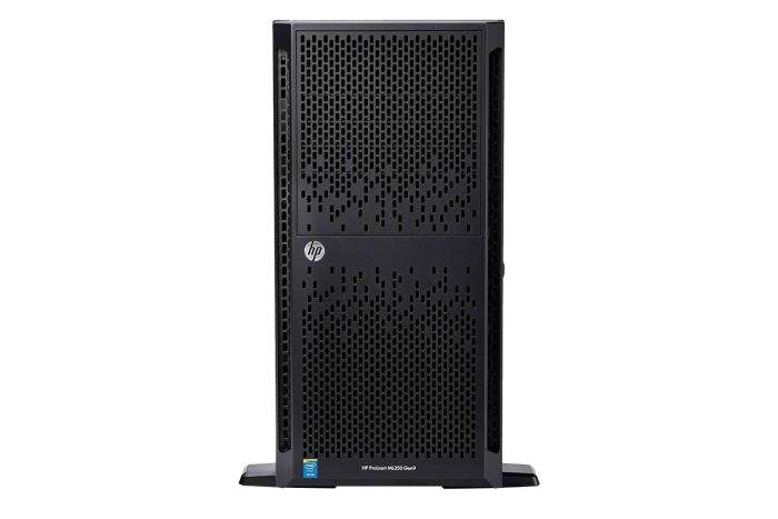 Front view of HP Proliant ML350 Gen9 with 8 x 300GB SAS 15k 2.5" HDDs