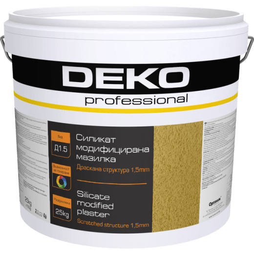 Силикат модифицирана мазилка DEKO Professional, D1.5, драскана структура, за вътрешно и външно приложение