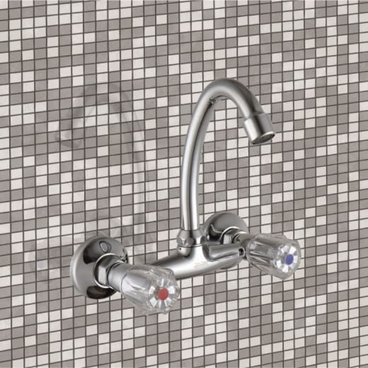 Смесител Inter Ceramic Дунав, стенен, керамичен механизъм, висок чучур