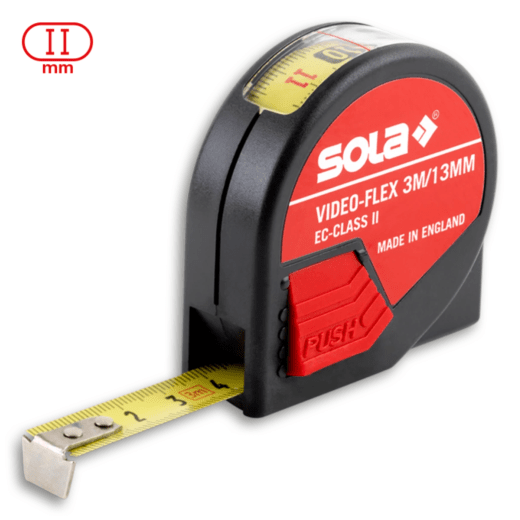 Ролетка SOLA Video Flex, 3м, противоударна, push бутон, закачалка за колан