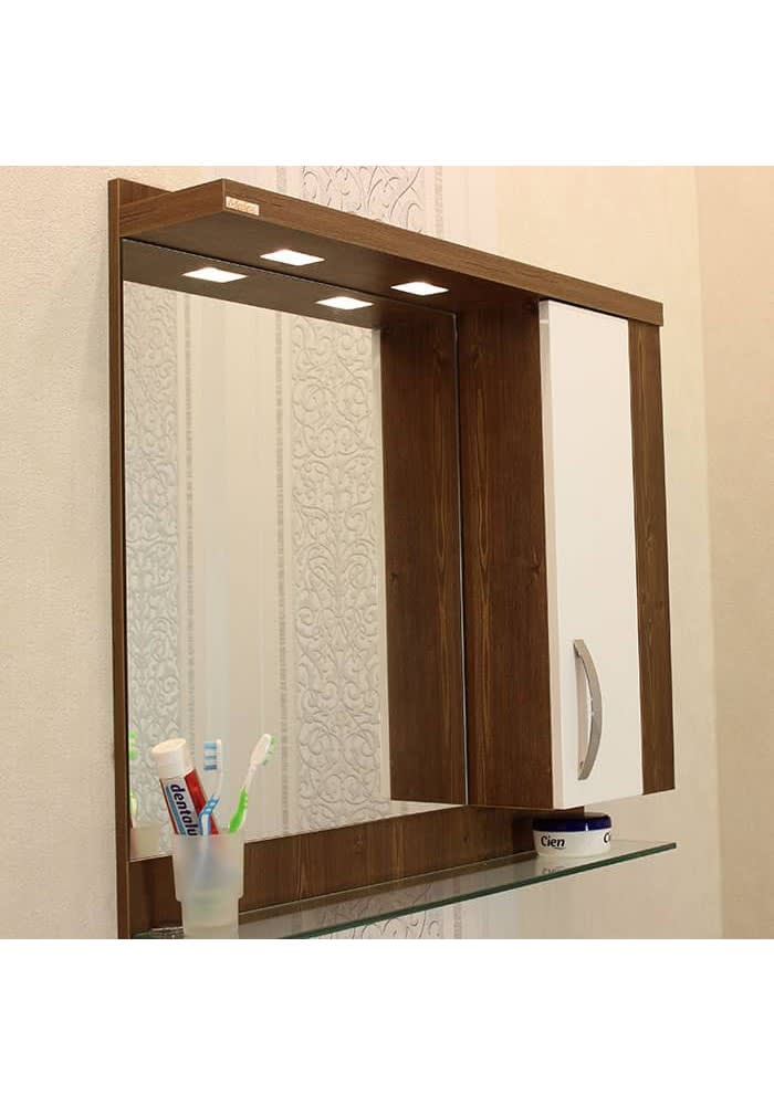 Комплект за баня М-Мебел ПРИОРА, долен и горен шкаф, 100% PVC, с нагревател на огледалото