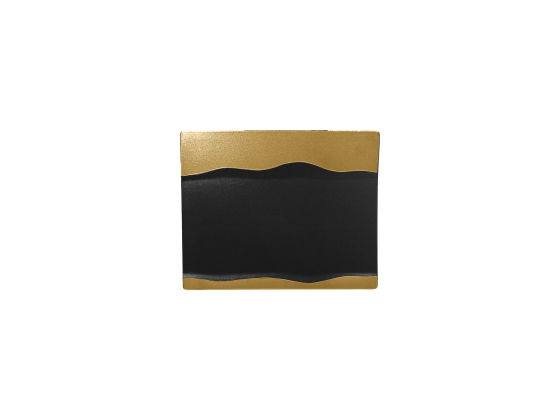 Lautanen suorakaide musta/kulta25x20 cm