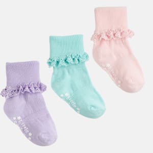 Frilly Liukumattomat Stay-On Vauvojen ja Taaperoiden sukat - 3 pakkaus vaaleanpunaista limonadia, pa