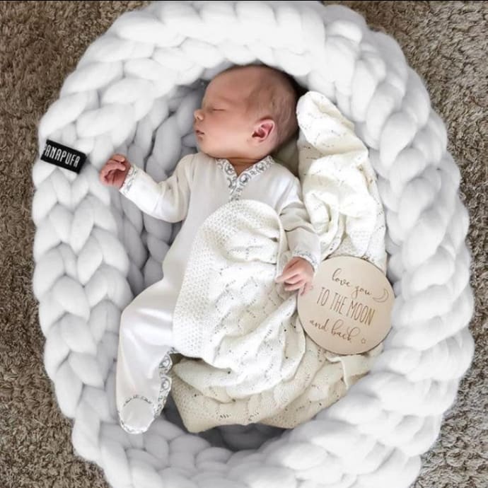Lavender Merino Chunky Knit Newborn Nest 40x80cm