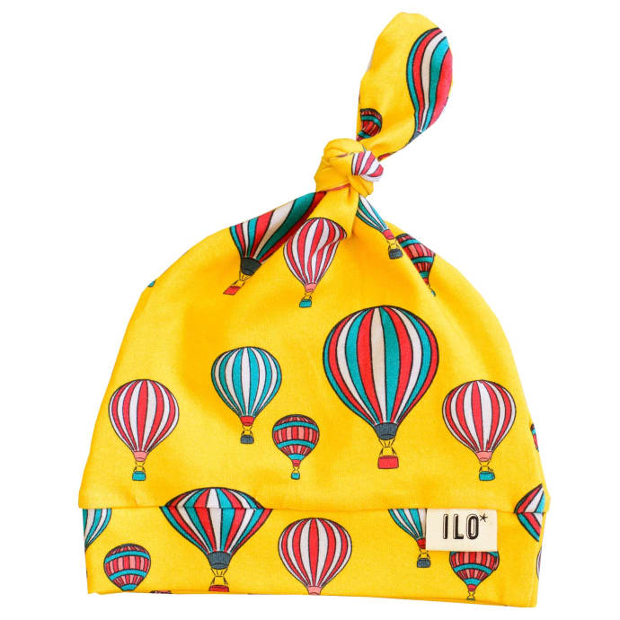 Hot Air Balloons Organic Knot Hat (Yellow)