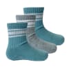 OUTLET - Non-Slip Stay-on Baby & Toddler Organic Quarter Crew Sporty Socks  - 3 Pack - Aqua & Grey