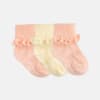 Frilly Non-Slip Stay-On Baby and Toddler Socks - 3 Pack in Peaches 'n' Cream & Lemon Drop