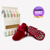 Crimson Red Velvet - Stay-on, Non-Slip Booties - Cosy Pram Slipper or Baby Carrier bootie