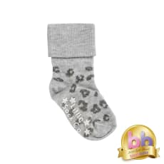 Non-Slip Stay On Socks in Grey Animal