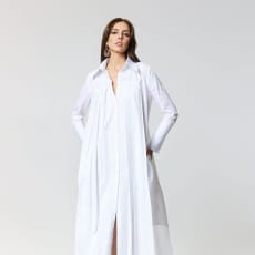 ANTOINE | Organic Cotton Pleated Shirt Dress in White