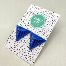 Blue Stripe Triangle Studs: Striking and stylish triangular design 3D printed in lightweight resin.