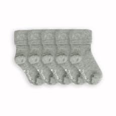 Non-Slip Stay on Baby, Toddler & Child Socks - 5 Pack in Grey 0-6 years - School Socks