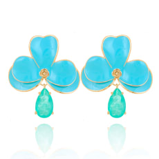 Blue orchid and green tourmaline Fusion stone earrings