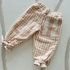 Sand Gingham Check The Beau Gingham Baby Joggers