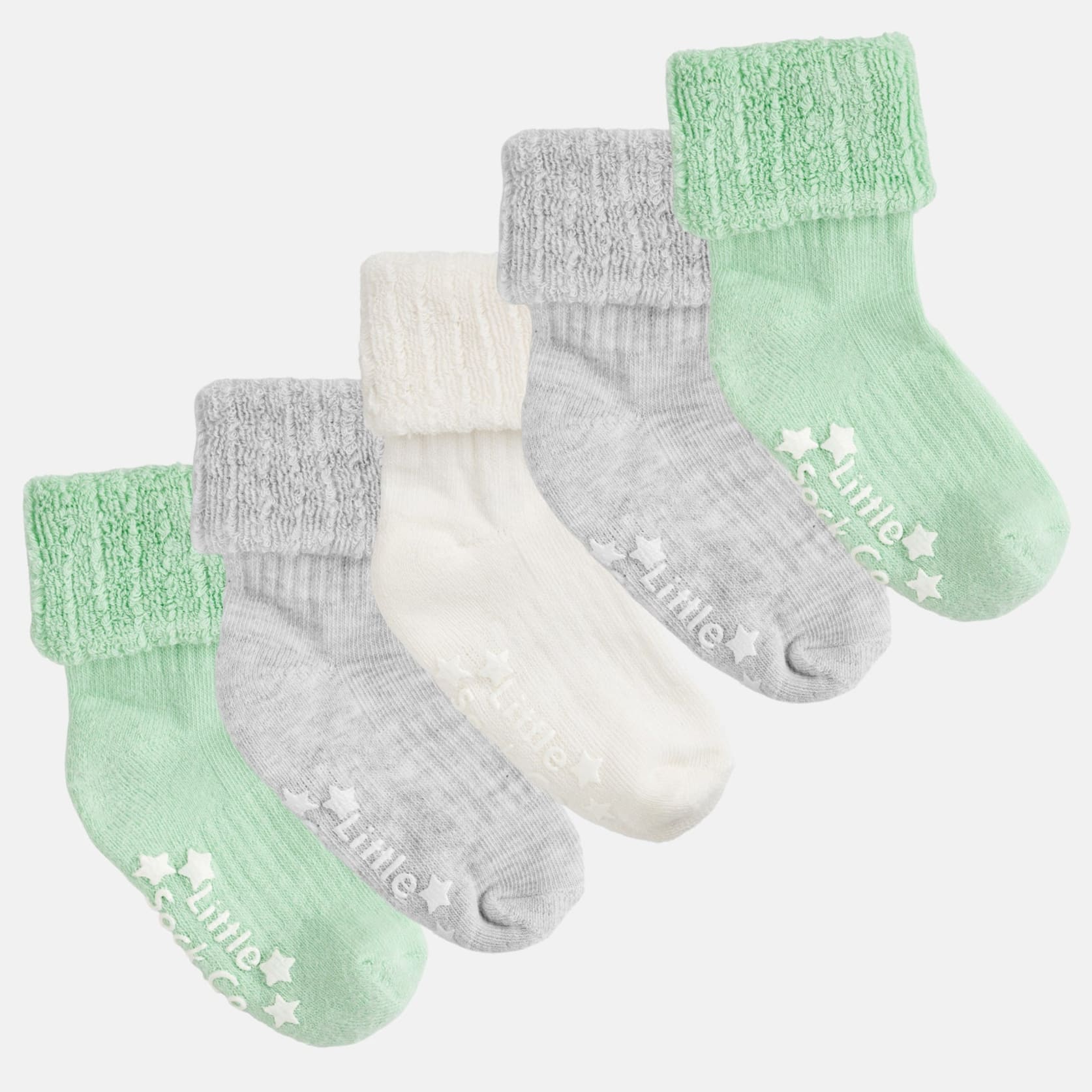 Cozy Stay On Winter Warm Non-Slip Vauvan sukat - 5 pakkaus, Marshmallow, Cloud Grey ja Apple - 0-2 v