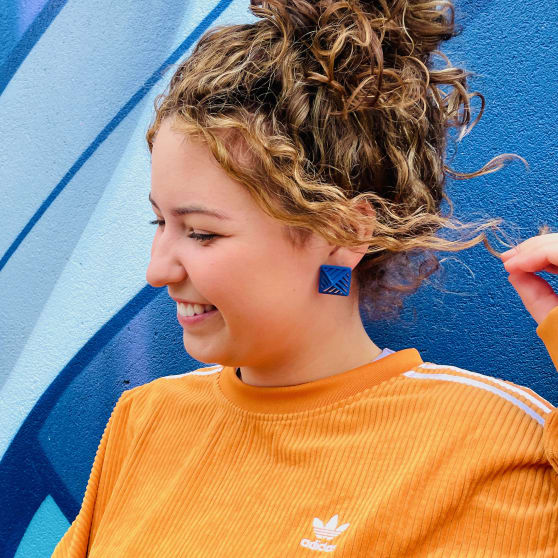 Square Stripe Studs