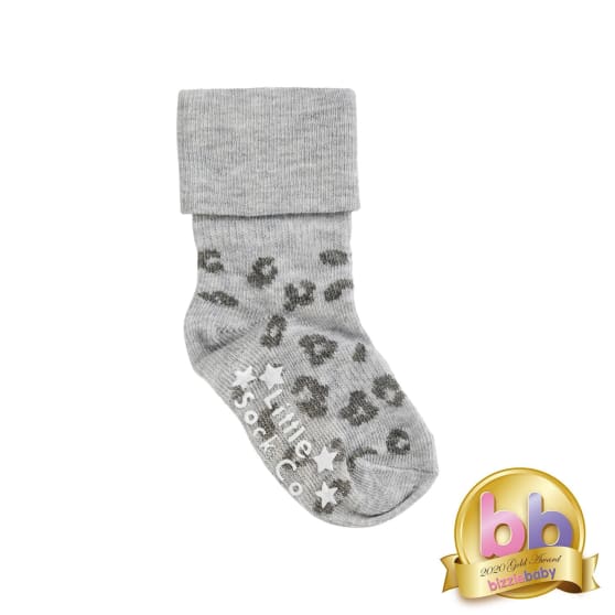 Non-Slip Stay On Socks in Grey Animal