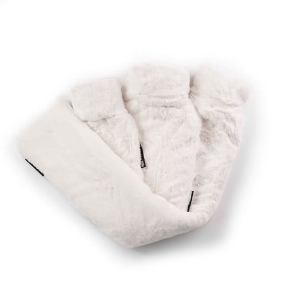 Triple White Faux Fur Hot Water Bottle Set