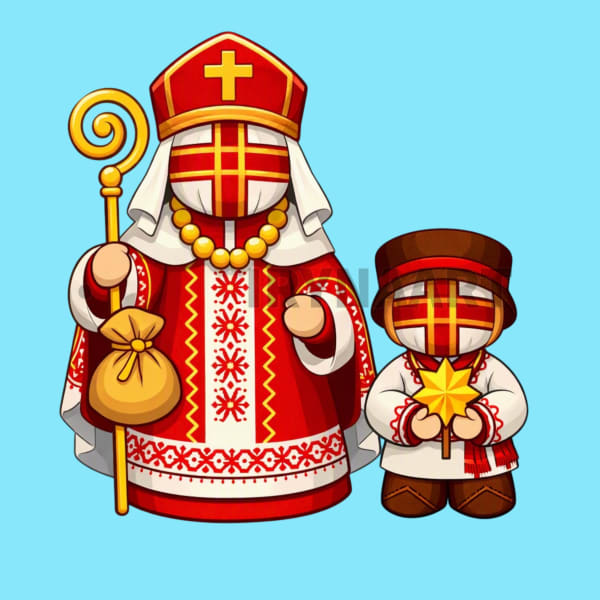 Цифровий малюнок «Святий Миколай та Ангелик», ілюстрація в PNG