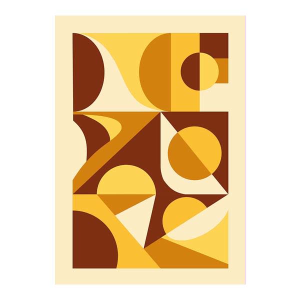 Abstract mid-century modern geometric poster in warm yellow palette