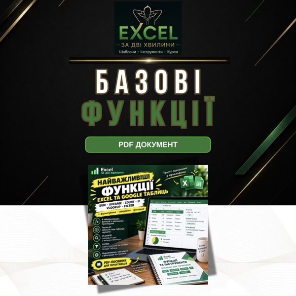 PDF посібник з функцій Excel та Google Sheets для початківців | SUM IF VLOOKUP FILTER | з шпаргалкою