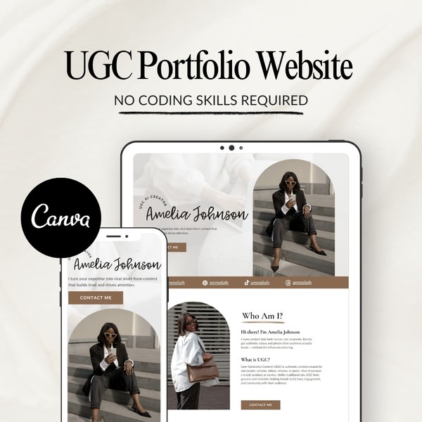 ✨ Luxe UGC Portfolio Website — Fully Editable in Canva