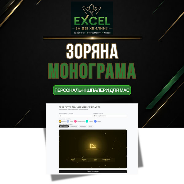 Персональні шпалери для Mac — монограма на зоряному небі, 5 Палітр (цифровий файл)