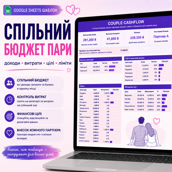 Сімейний Бюджет у Google Sheets | Доходи, Витрати та Цілі