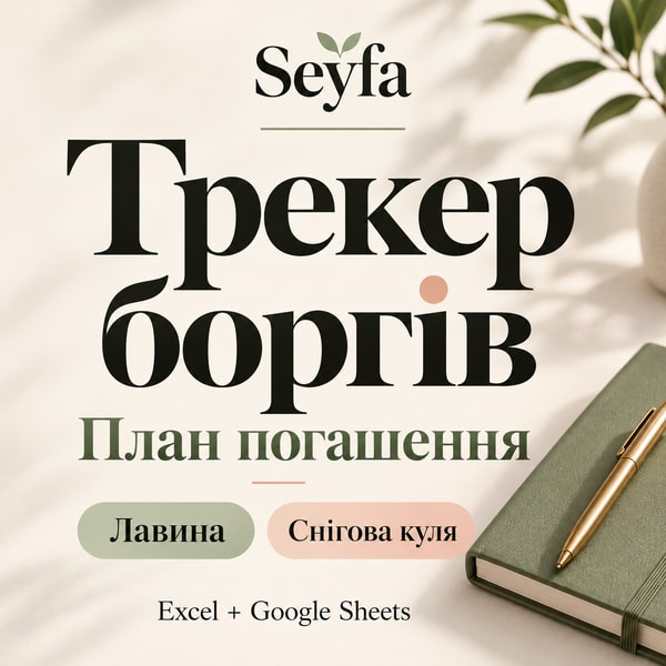 Seyfa — трекер боргів і план погашення | Excel + Google Sheets