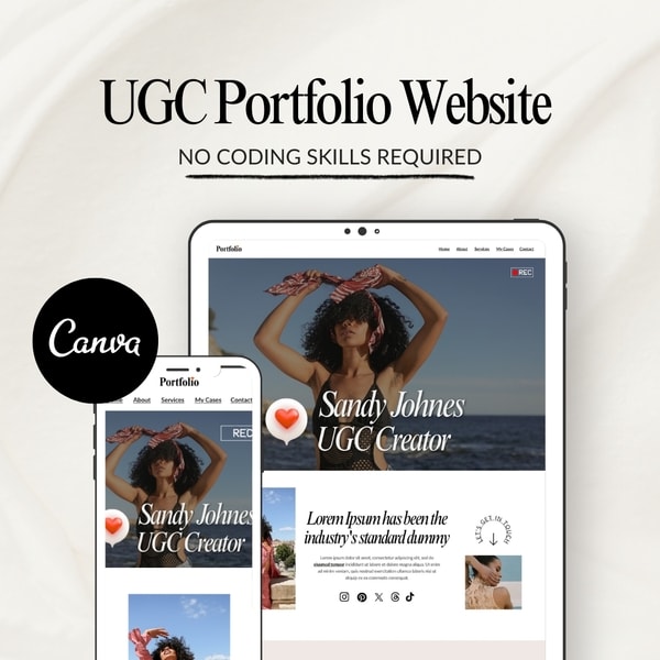 ☀️ Sun-Kissed UGC Portfolio Website — Fully Editable in Canva