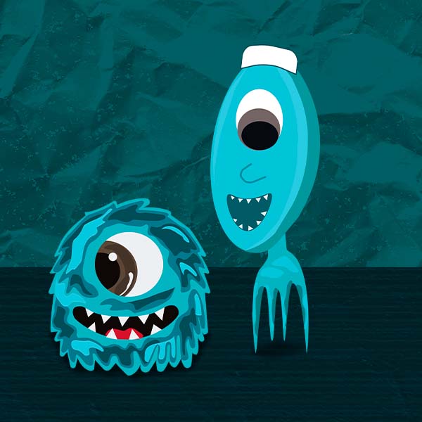 Cute Blue Monsters Vector Characters Pack (AI + EPS + PNG + SVG)