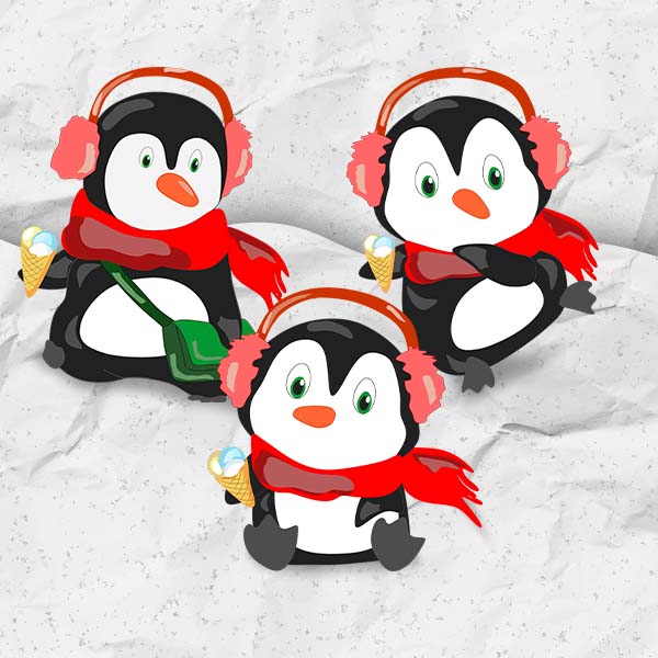 Cute Winter Penguin Vector Characters Pack (AI + EPS + SVG + PNG + JPG)