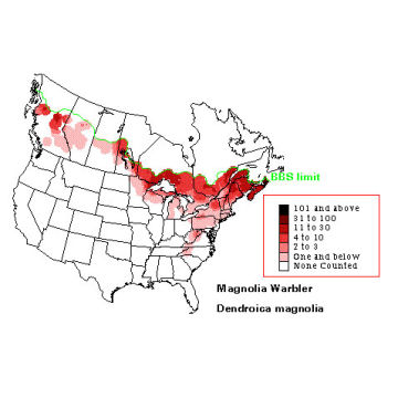 Magnolia Warbler distribution map