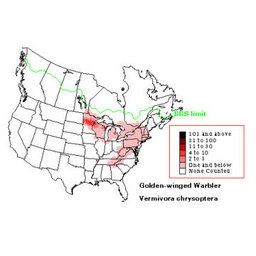 Golden-winged Warbler distribution map