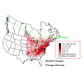 Scarlet Tanager distribution map