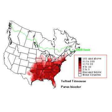 Tufted Titmouse distribution map