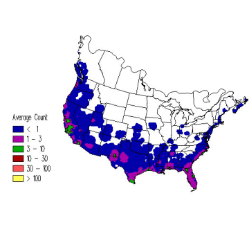 Greater Yellowlegs winter distribution map